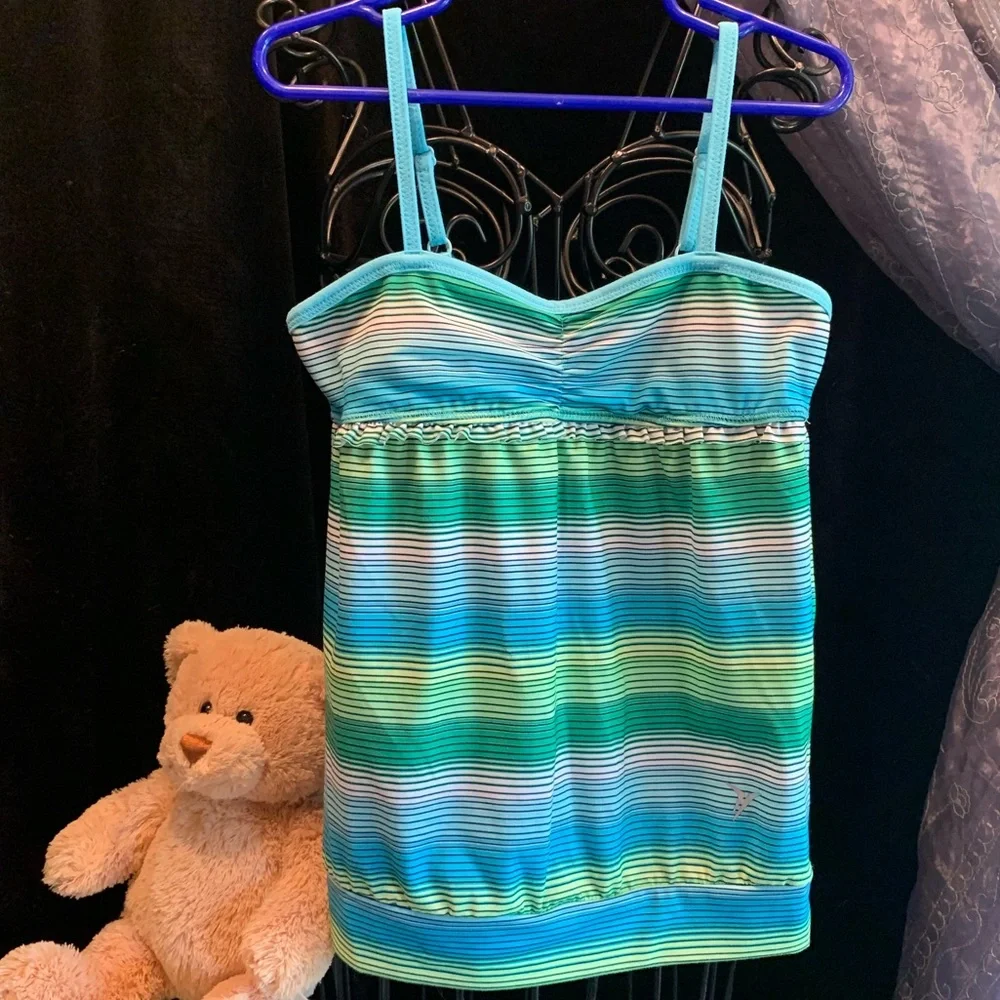 Old Navy Active Girl's Tanktop Retro Look Pinstripe Spaghetti Strap Bralette